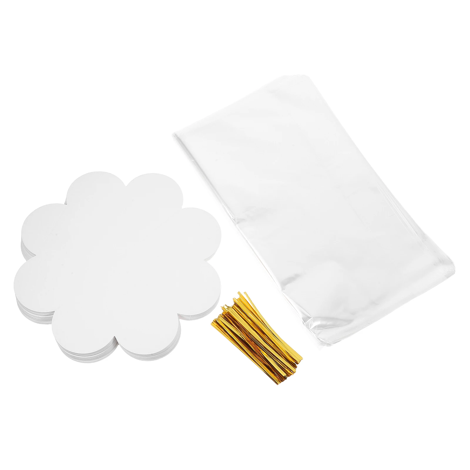 

100 Sets 6 Inch Cake Packaging Carrier Clear Cellophane Cardboard Ties Iron Wire Food Baked Goods Pastry Bags Cookies