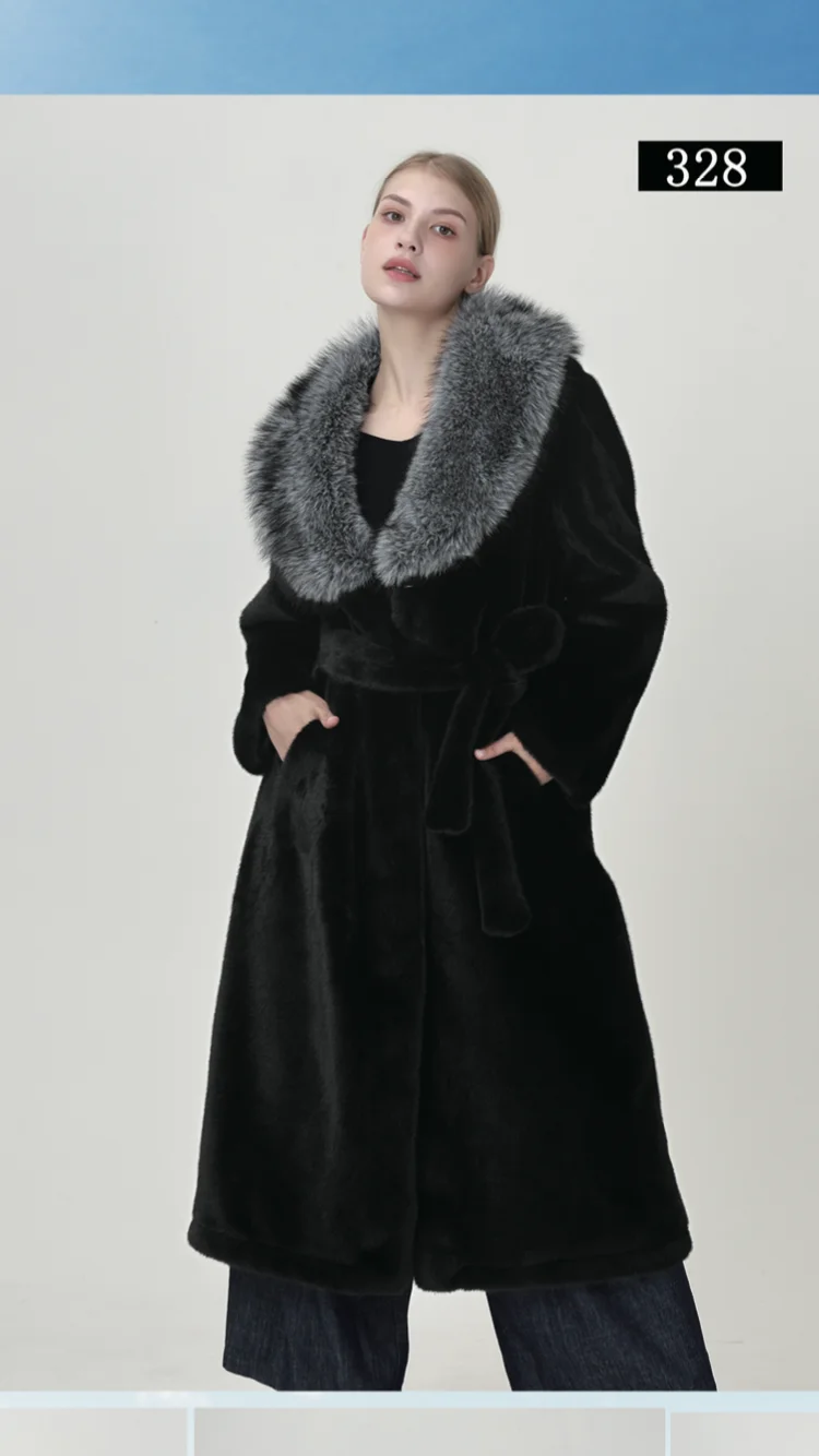 winter women long fake fur coat faux fur jacket