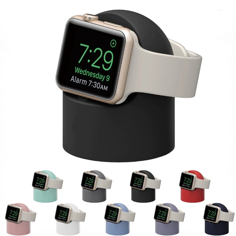 Soporte de carga de silicona para Apple Watch, asiento de almacenamiento para iWatch 8, 7, 6, 5, 4, 3 SE, 45mm, 41mm, 44mm, 40mm, 42mm, 38mm