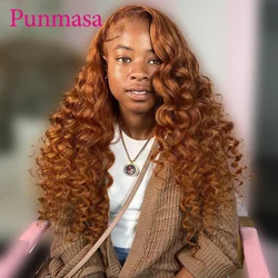 Punmasa Ginger Brown Colored Loose Wave Wear To Go Peruvian Remy 200% 13x4 Transparent Lace Frontal Wig 13x6 Lace Front Wig