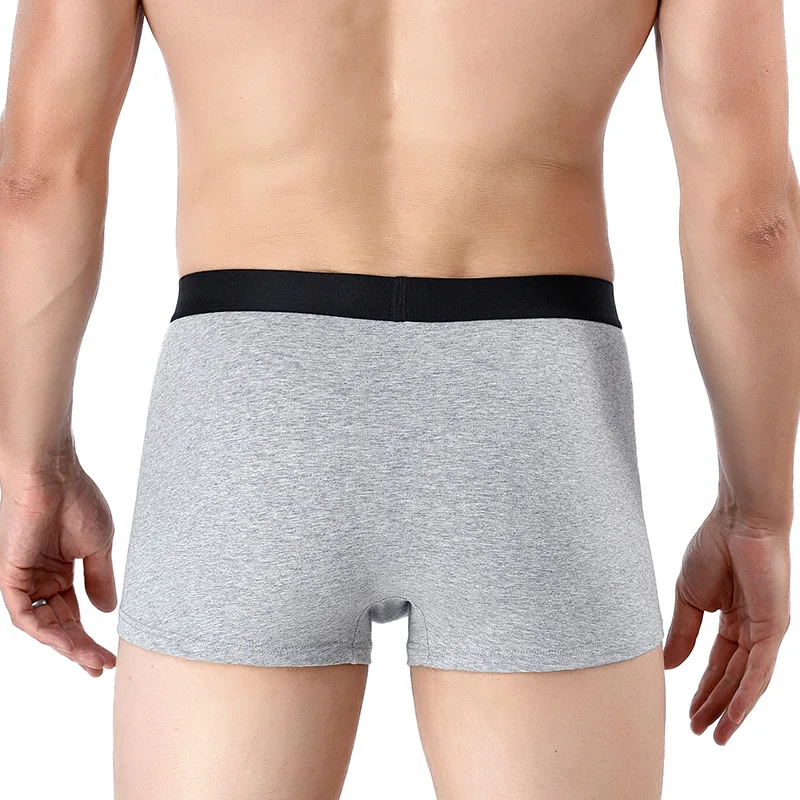 Men Sports Cotton Boxers Underwear Underpants Shorts Black Gray L XL XXL 3XL Pure Color Breathable Fashion Fitnes Sports