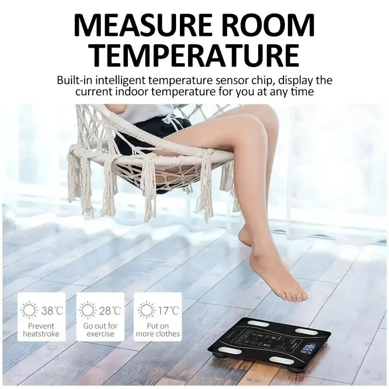 Professional Bluetooth Body Scale LED Coverage Glass Application Up to 180kg