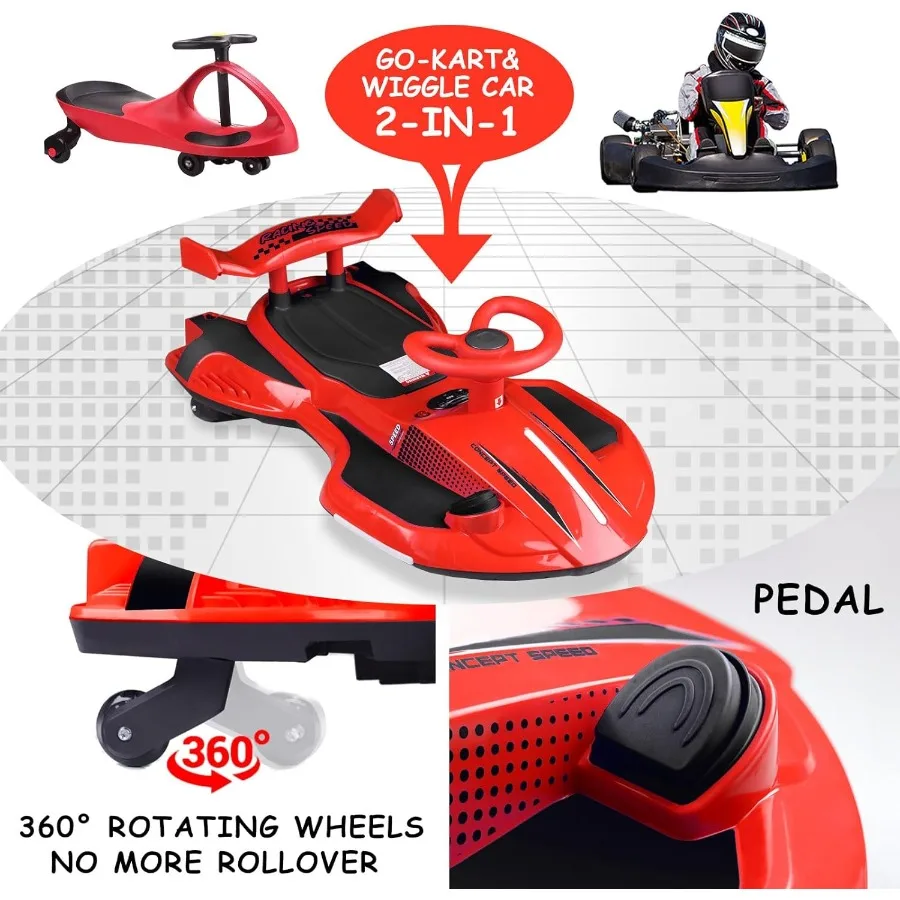 سيارة متذبذبة كهربائية 12 فولت على لعبة سيارة متأرجحة مع دواسة للأعمار من 3 سنوات فما فوق هدايا عيد ميلاد للبنين والبنات مضادة للانقلاب