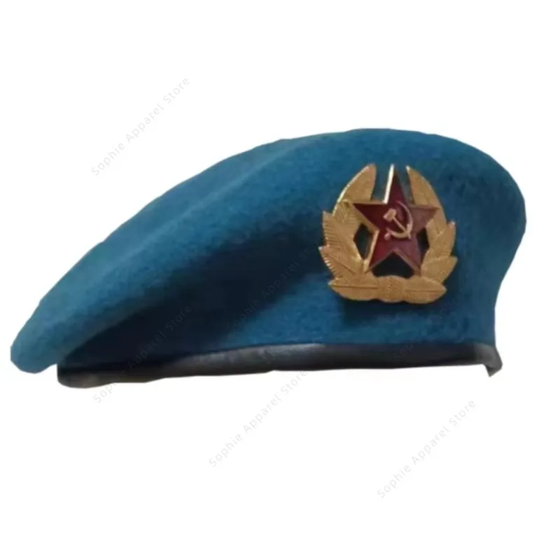 Berretto blu da paracadutista aerotransportado originale sovietico russo VDV con cockade - Stile di fabbrica BTK