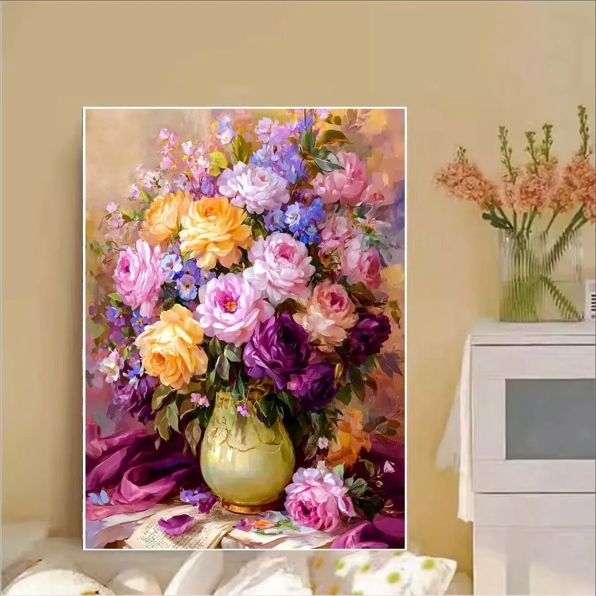 

Printed Kits Cross Stitch Flowers Vase 11CT 9CT Embroidery DIY Cotton Needlework Sets Crafts With Needles