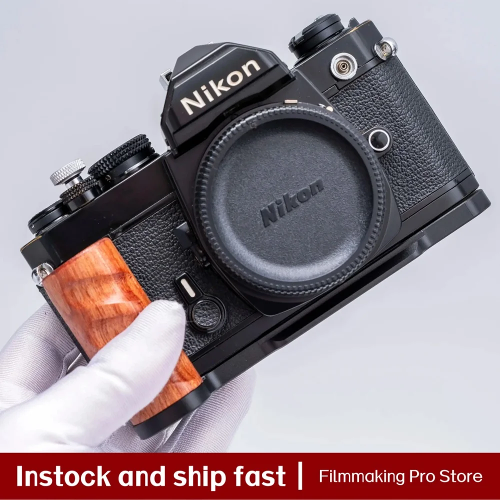 ニコン-fm-fm2-fe-fe2-アルカスイス-ベースプレート三脚クイックリリースシステム用の最適な木製ハンドグリップ-カメラグリップ-ヴィンテージ