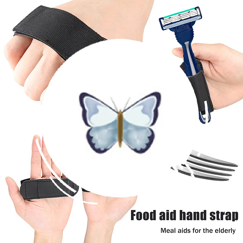 المعونة أواني الكفة حامل حزام مطاطا الأكل المساعدة الكفة ملاعق الشوك سكين تحديد الفرقة للمرضى المسنين والمعاقين #1