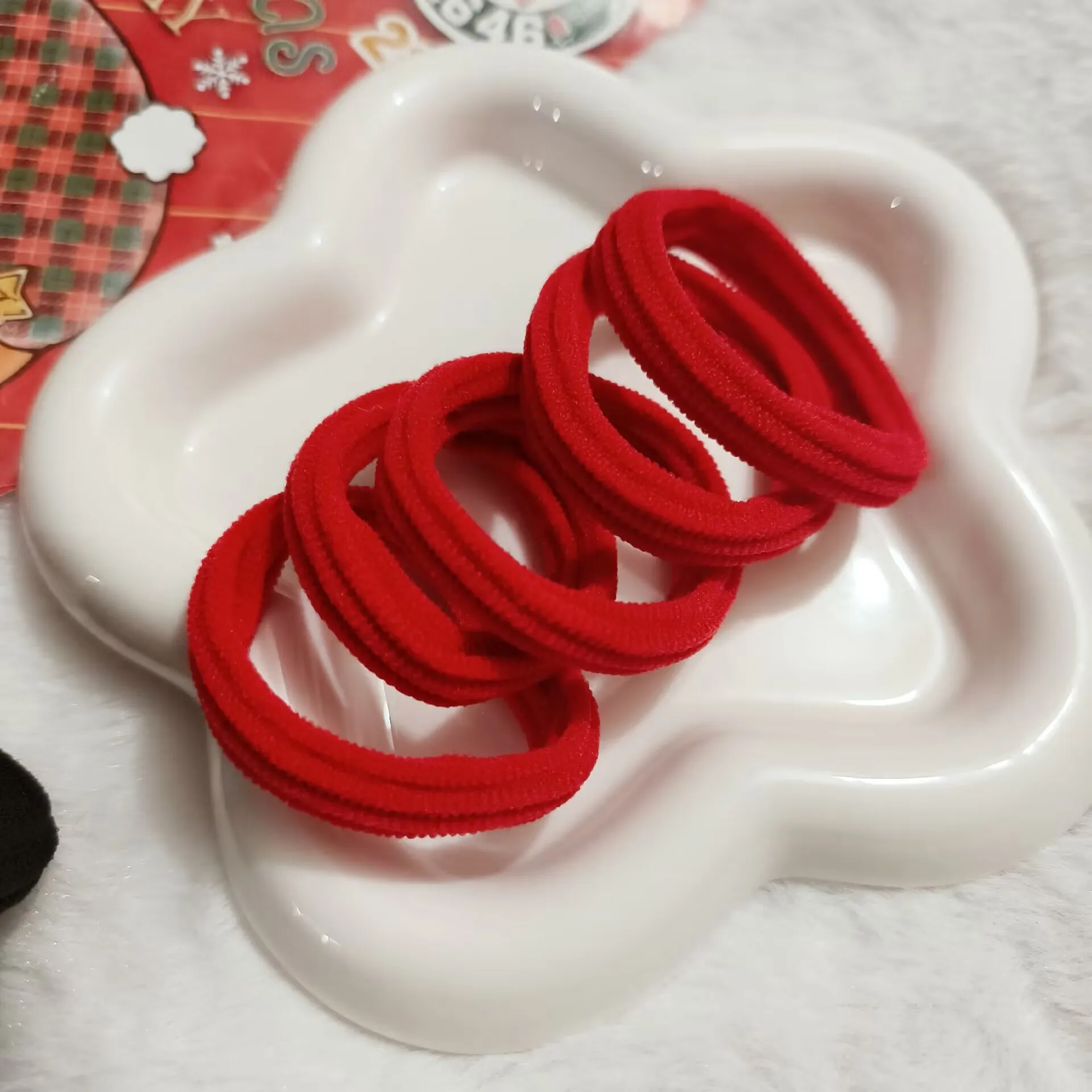 

20 Pcs/Lot New Girls Hair Ties Ponytail Holder Red Black Nylon Rubber Band Headband Big Elastic Hair Band For Women Accessories