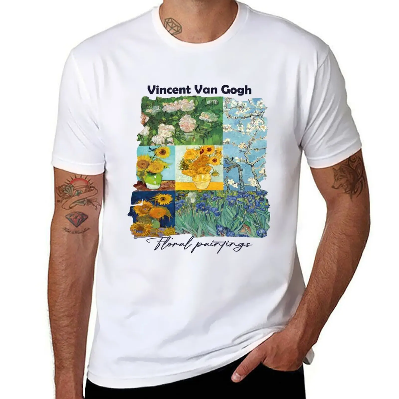 

Floral Paintings Collage by Van Gogh T-Shirt sublime funny shirt cotton aesthetic clothes Blouse men clothing