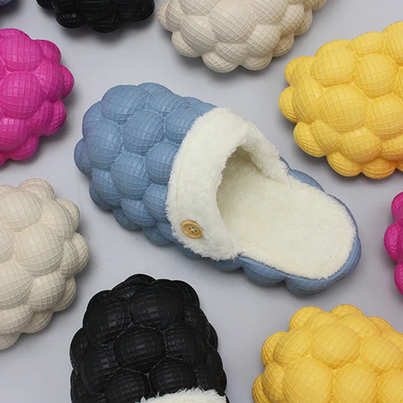 Cotton Bubbles Balls Slippers bubble slides winter warm massage slippers couples non-slip removable indoor slippers ladies shoes