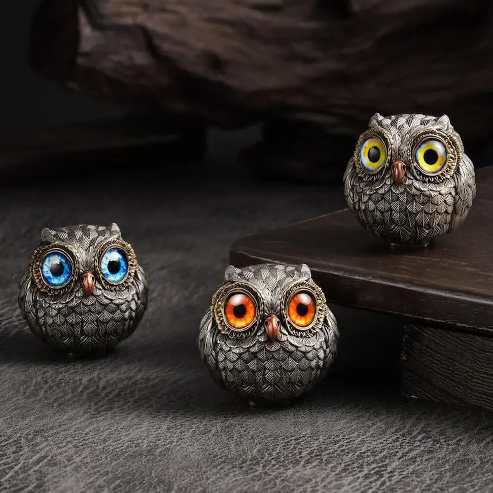 SO Cute Owl Statue - Lucky Owl Guardian - Resin Animal Figurine Home Decor view 2