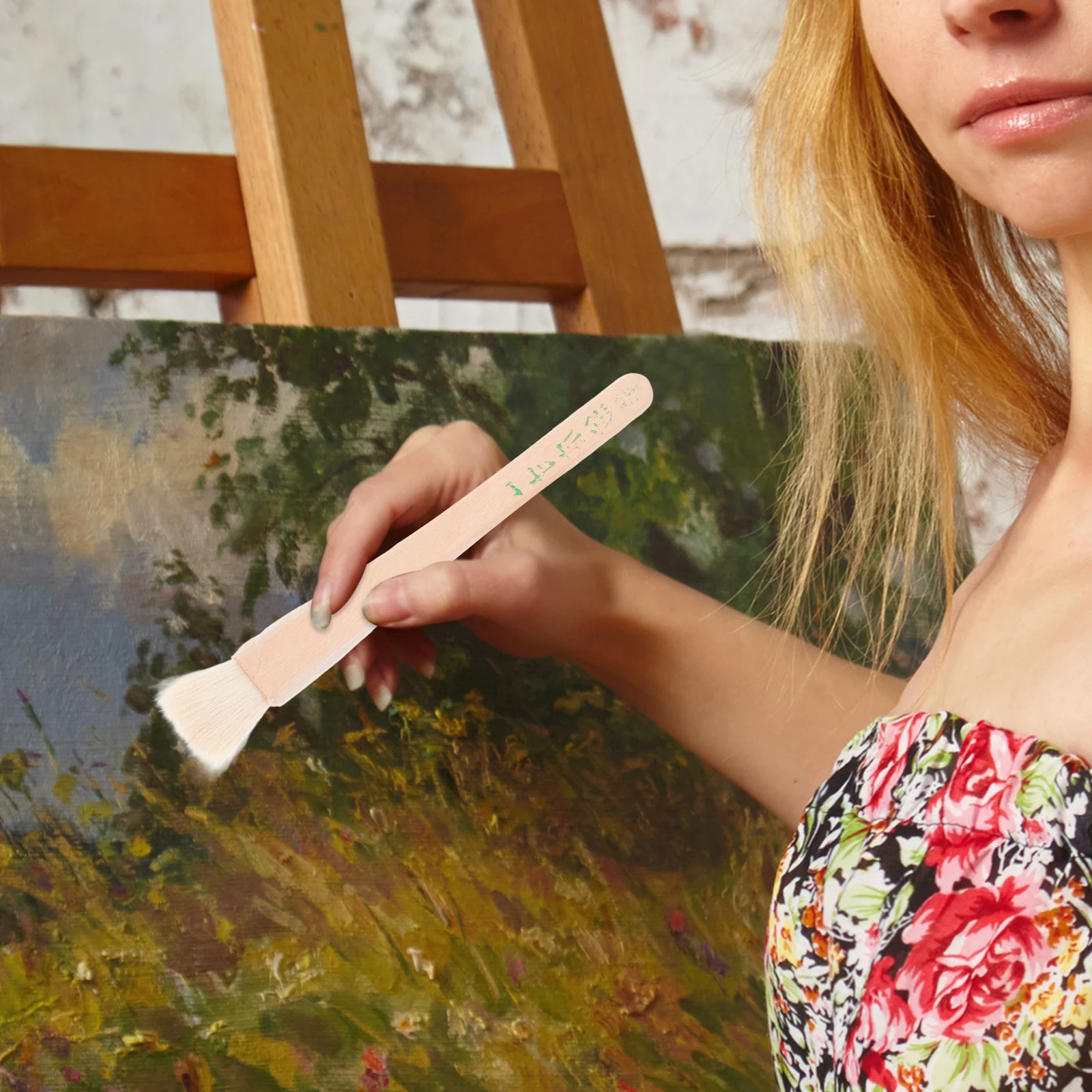 

5Pcs Shading Wood H Paint Brush Watercolor Oil Wool Paint Brush Wall Painting Wood H Reusable Art Tool