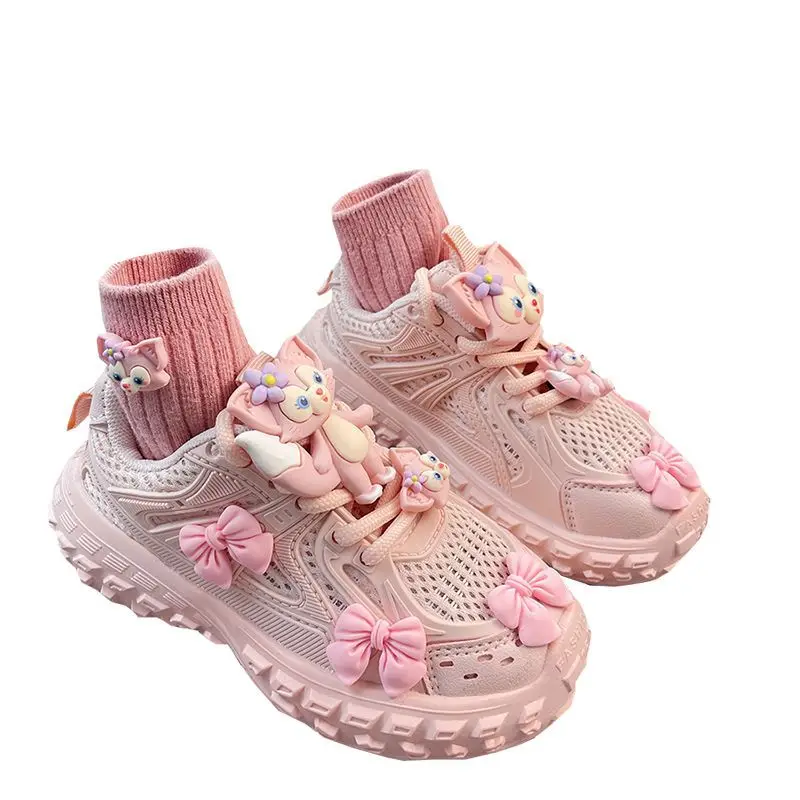 Anime Cartoon Spring Summer Autumn Girls Sneakers Fashion Mesh LinaBell Princess Shoes Students Non-slip Pink Casual Shoes