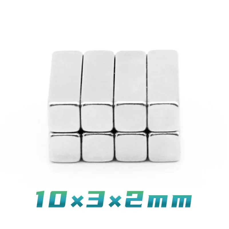 20/50/100/200/500/1000PCS 10x3x2 Quadrate Rare Earth Neodymium Magnet Sheet N35 Thin Block Permanent Magnet 10x3x2mm 10*3*2 mm