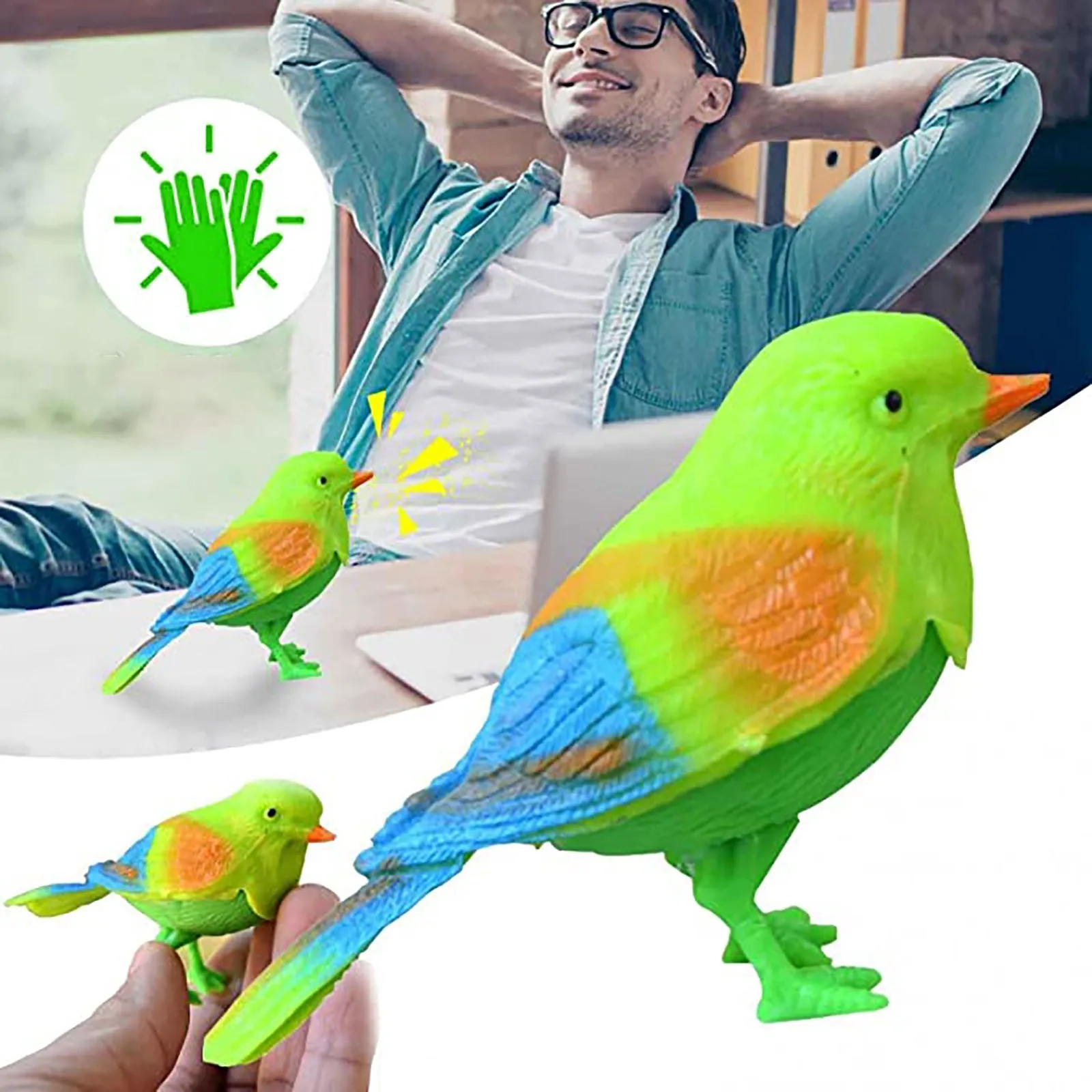 Voice-controlled mini bird Magical Voice Activate Chirping Sound Control Beautiful Singing Bird Funny Toy Novelty funny toys