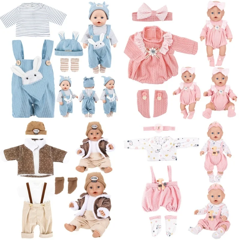

【Only Clothes】Doll Clothes For 43cm Baby Doll Leather Jacket Pants Jumpers Rompers Set For 18 Inch Doll Coat Winter Clothes