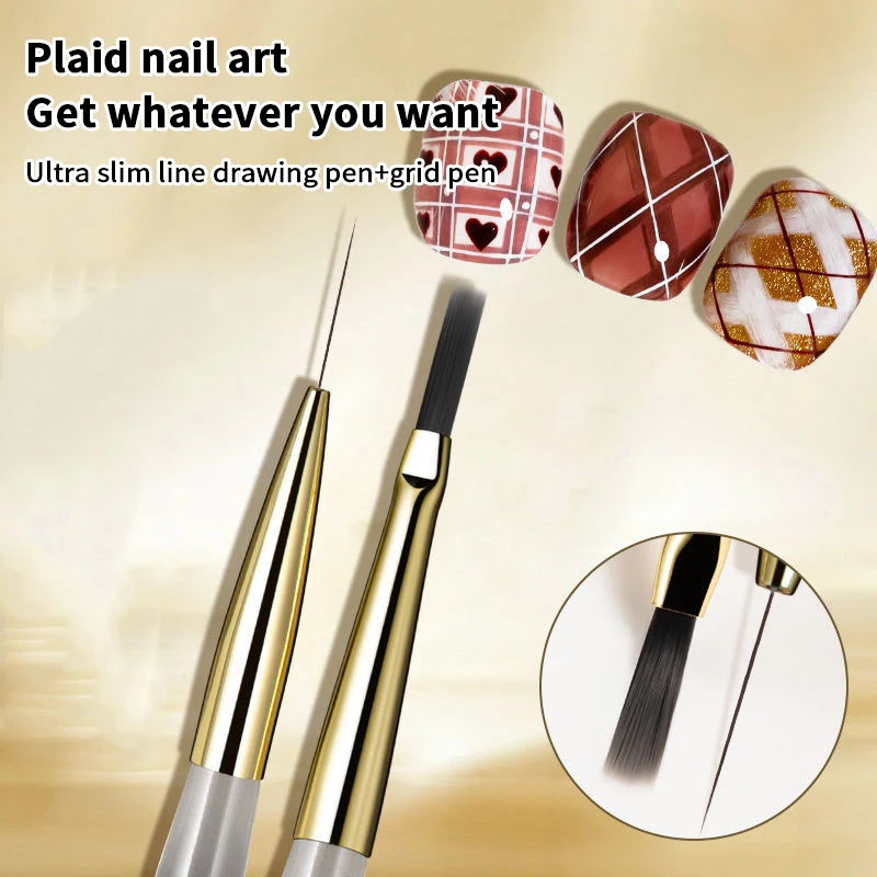 3Pcs Nail Art Brush Checker Nail Drawing Painting Line Brush Nail Art Tool Acrylic Painting Brushes DIY Design Manicure Tools