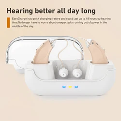 Rechargeable hearing aids for seniors with noise reduction ,Digital Hearing Amplifiers for Hearing Loss, with charging case.