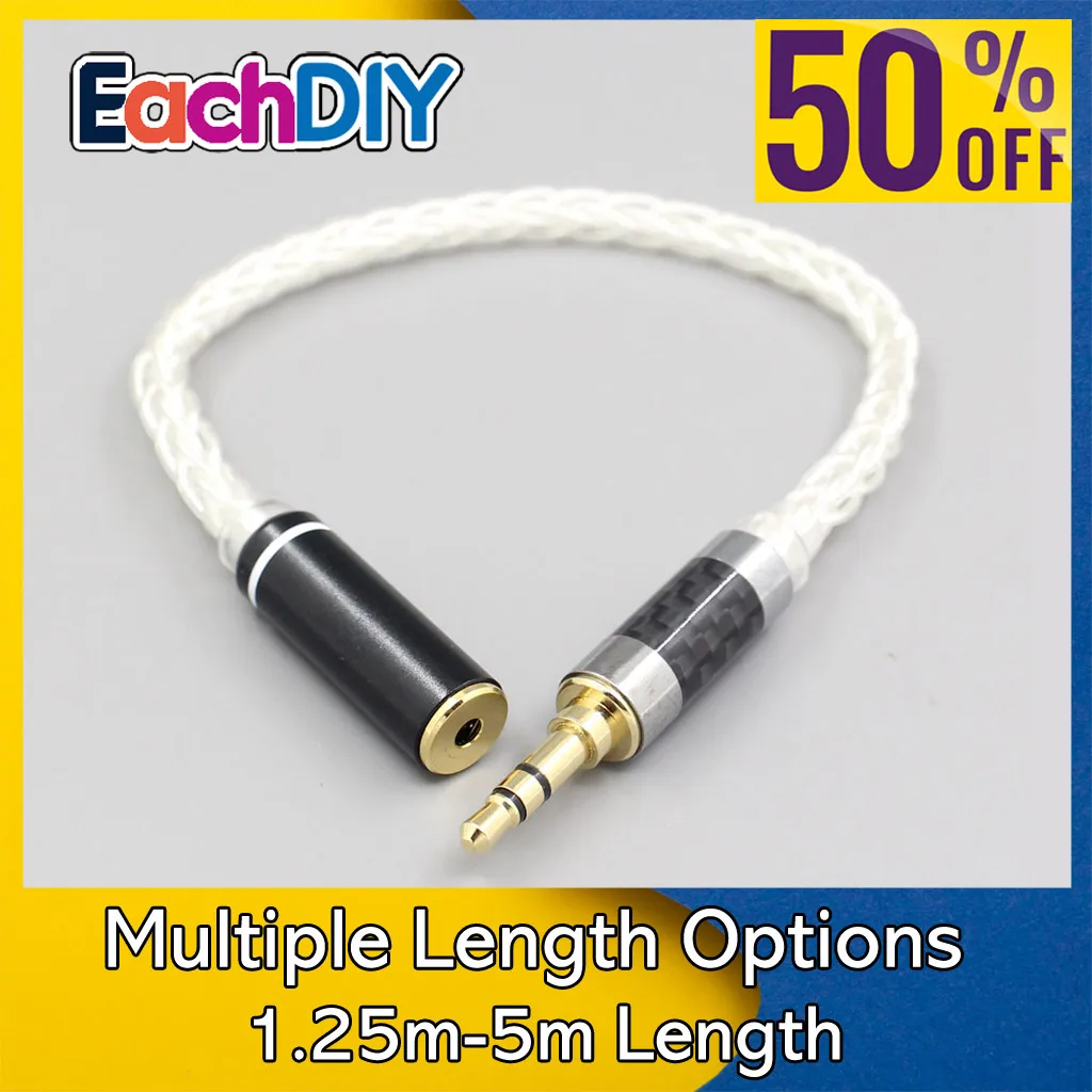 

Various length plugs 8 Cores Pure 99% Silver Headphone Earphone Cable For 4.4mm xlr 6.5 3.5mm male to 2.5mm female LN007465