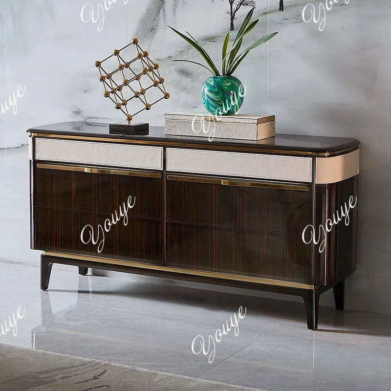

N29 M Italian Light Luxury Sideboard, Bedroom Minimalist Storage, Modern Ebony Lacquered Drawer Villa, Living Room Chest Of Dra
