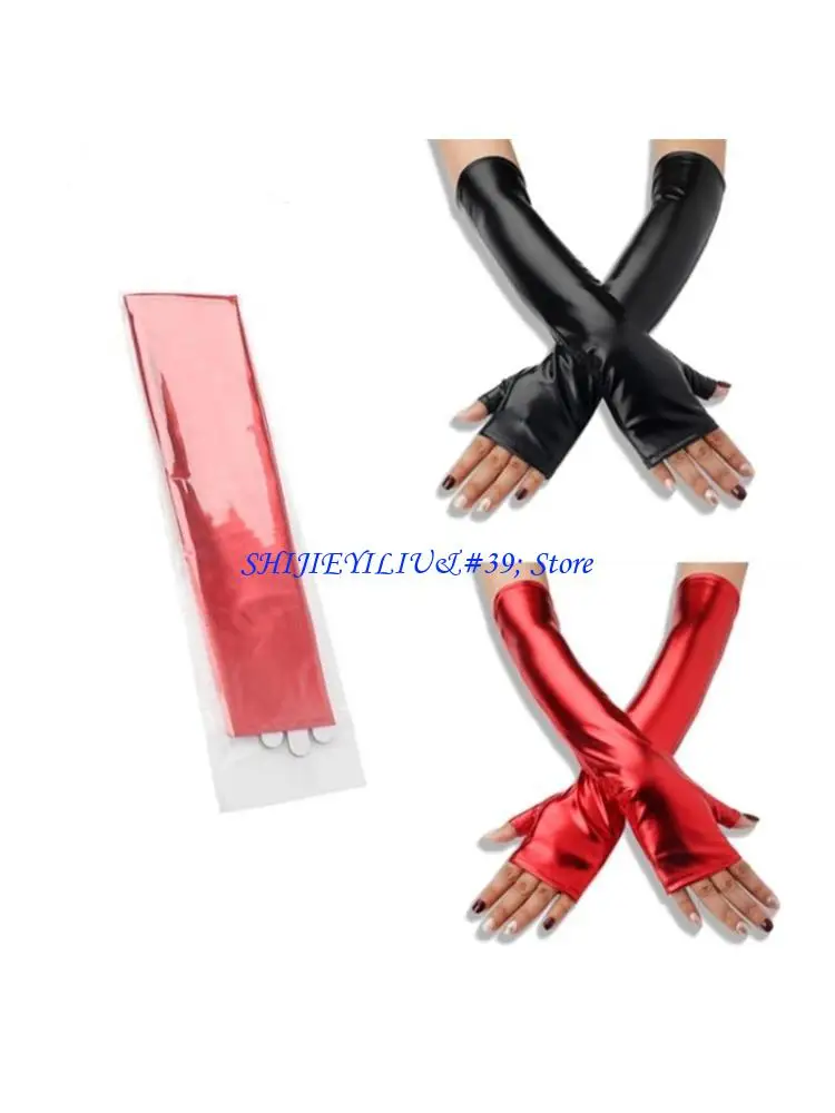 e21f-ロンググローブ-ハーフフィンガー-メタリックグローブ-女性とガールパーティー用品用