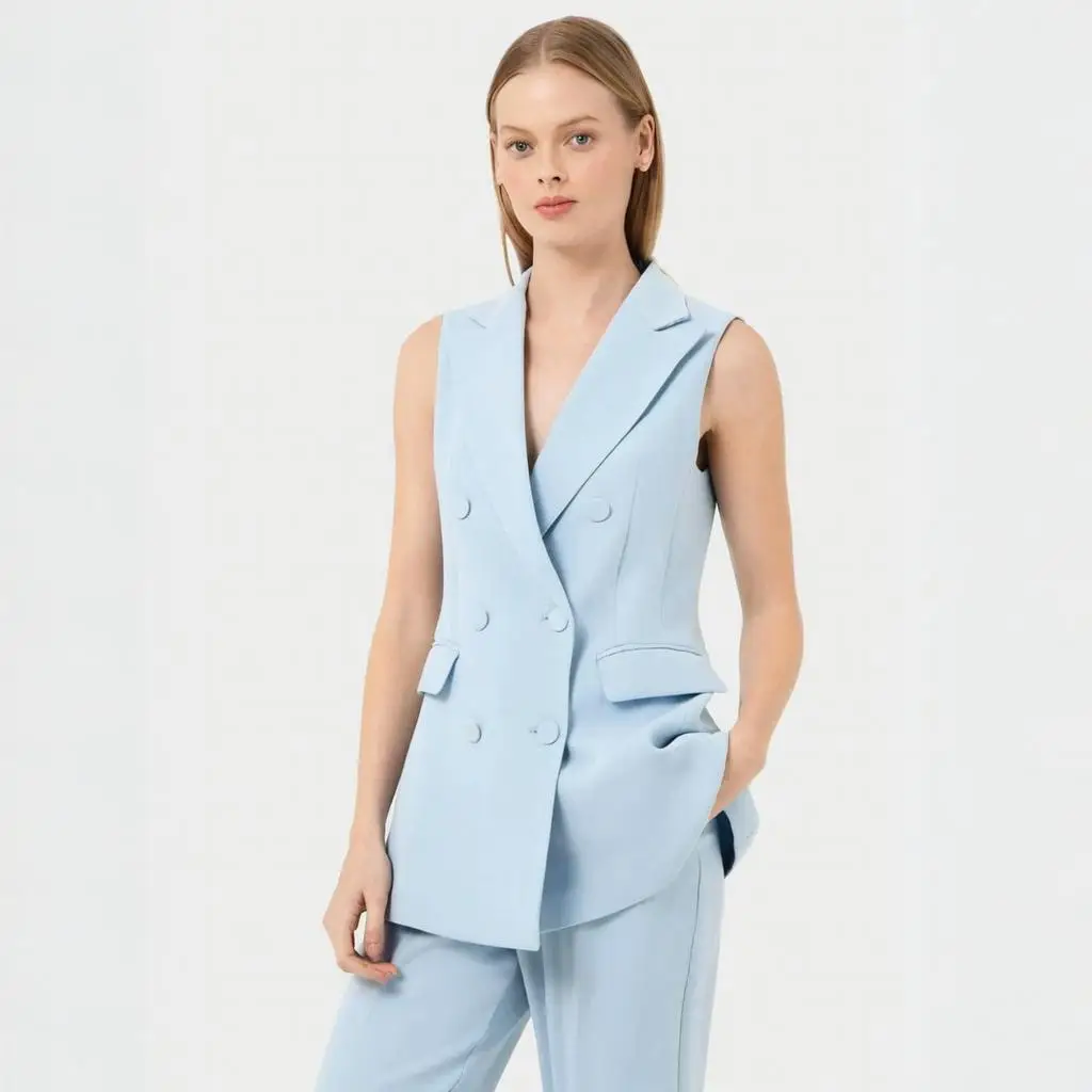 Mouwloze broekpakken voor dames 2-delige set Business Casual zomeroutfits Broekpak Set op maat