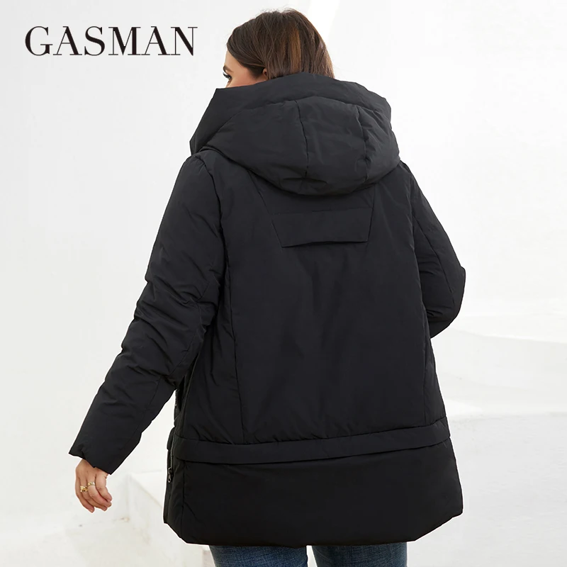 GASMAM-parka larga con capucha para mujer, abrigo largo clásico con cremallera y bolsillo, chaqueta holgada de talla grande, invierno, 82209