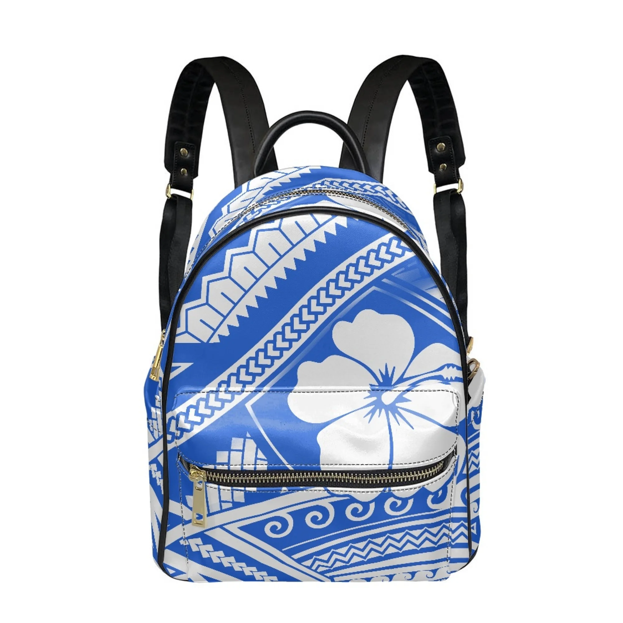 

Polynesian Hibiscus flower design Custom Women's Backpack Girls High Street Backpack with adjustable straps 12 inch