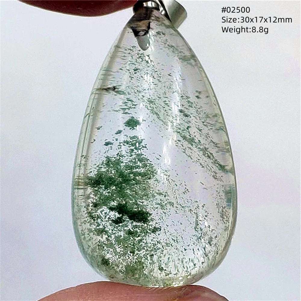Colgante de cuarzo fantasma verde Natural, joyería rectangular, collar para hombres y mujeres, gota de agua, fantasma, jardín raro AAAAAA