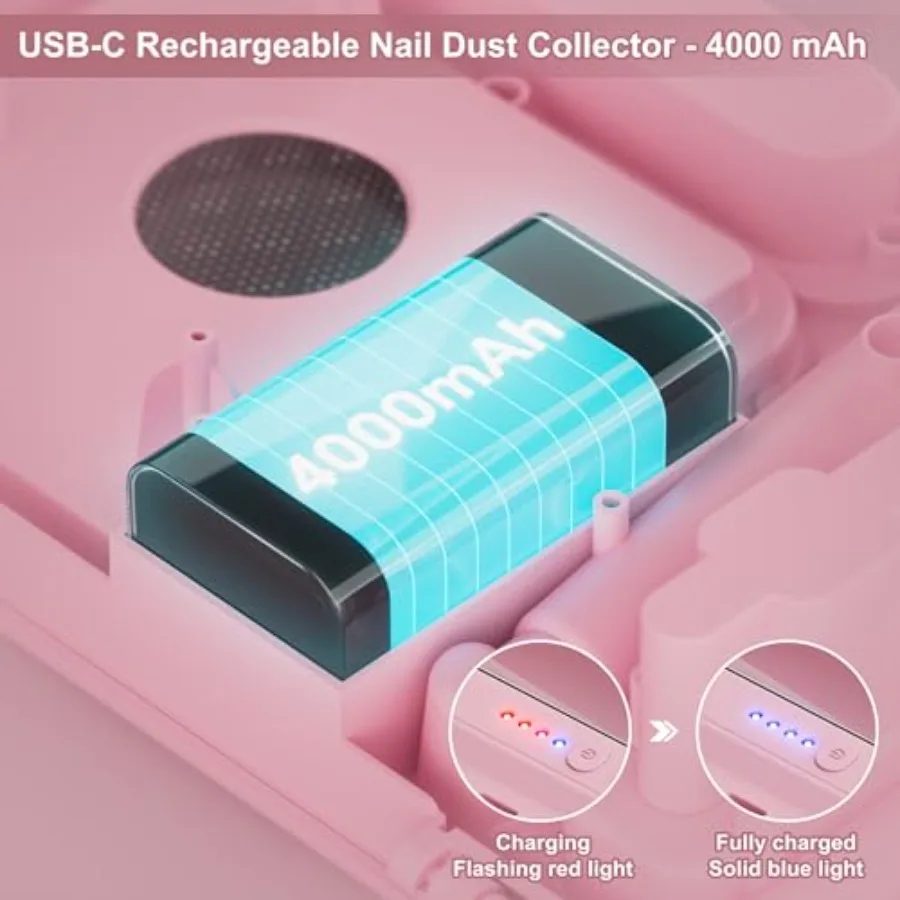 Trapano per Unghie in Gel Acrilico 2-in-1 Portatile Ricaricabile e Aspiratore di Polvere per Principianti, Strumenti Elettrici Senza Fili per Manicure con Ricarica