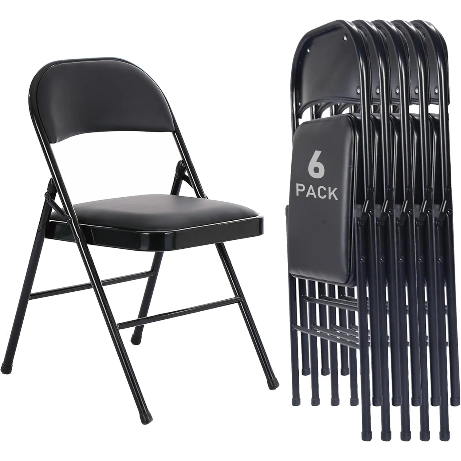 Portable Stackable Commercial Foldable Chairs with Steel Frame for Events Office Wedding Party, 330lbs Capacity