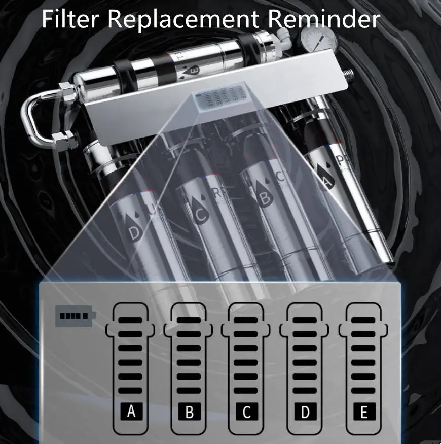 Eire purificador de água de ultrafiltração de 5 estágios com display inteligente led purificador de água potável direto doméstico de cozinha