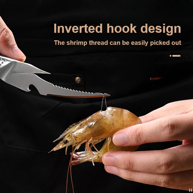 PLYS- Cuchillo multifuncional para abrir ostras, cuchillo de línea para recoger camarones de acero inoxidable, herramienta especial para abrir cáscaras