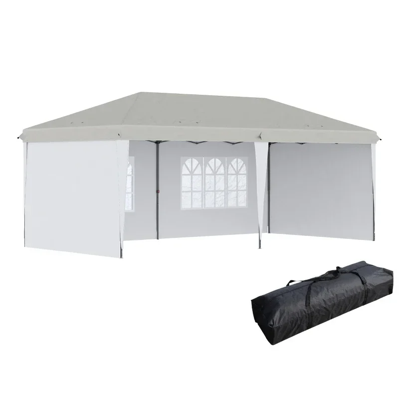 10x20 EZ Pop Up Canopy Outdoor Portable Party Folding Tent with 6 Removable Sidewalls + Carry Bag + 4pcs Weight Bag