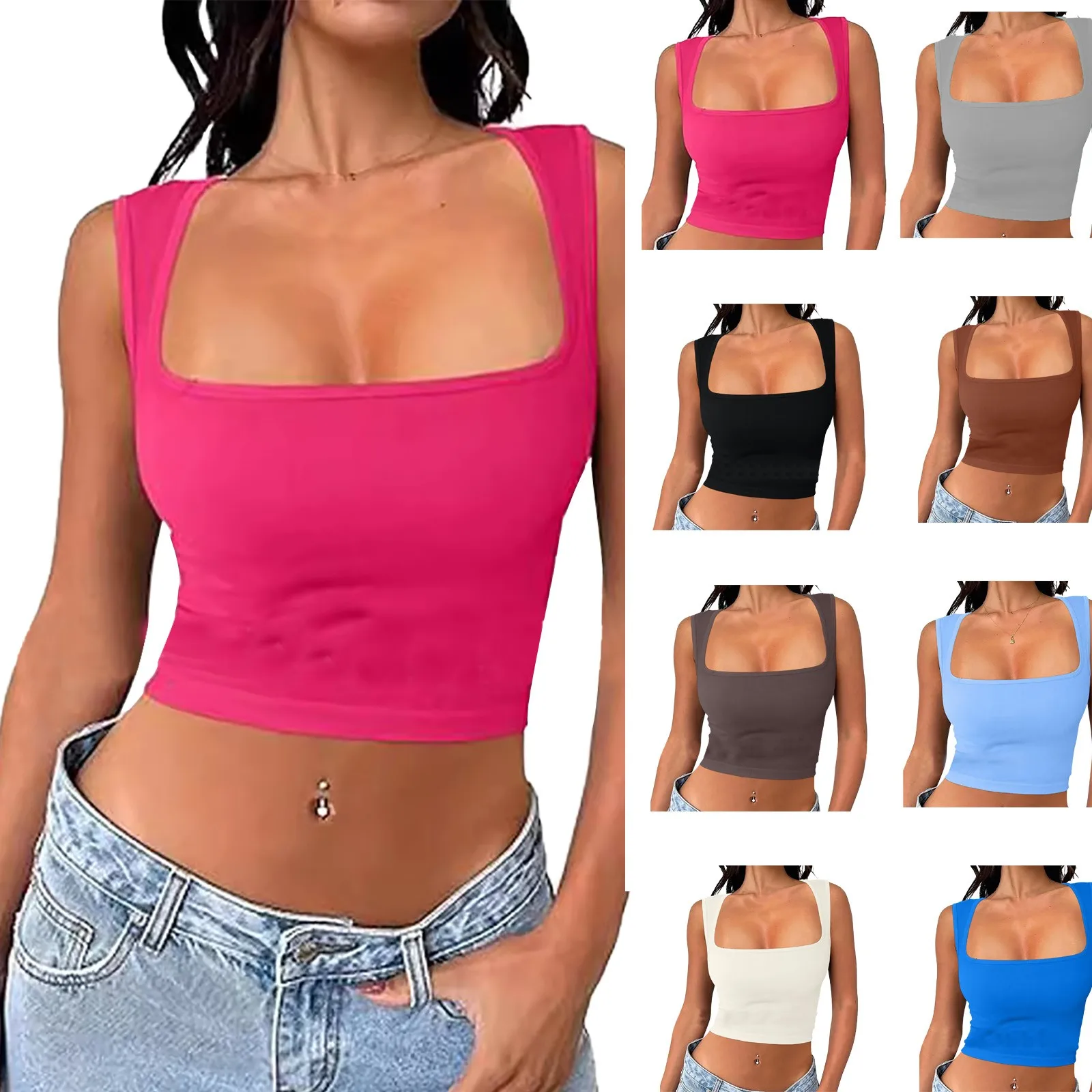 BUILT IN BRAS: Removable Womens High Neck Cotton Womens Camisoles And Cotton Cotton Sleep Tops for Women Women's Top Cotton