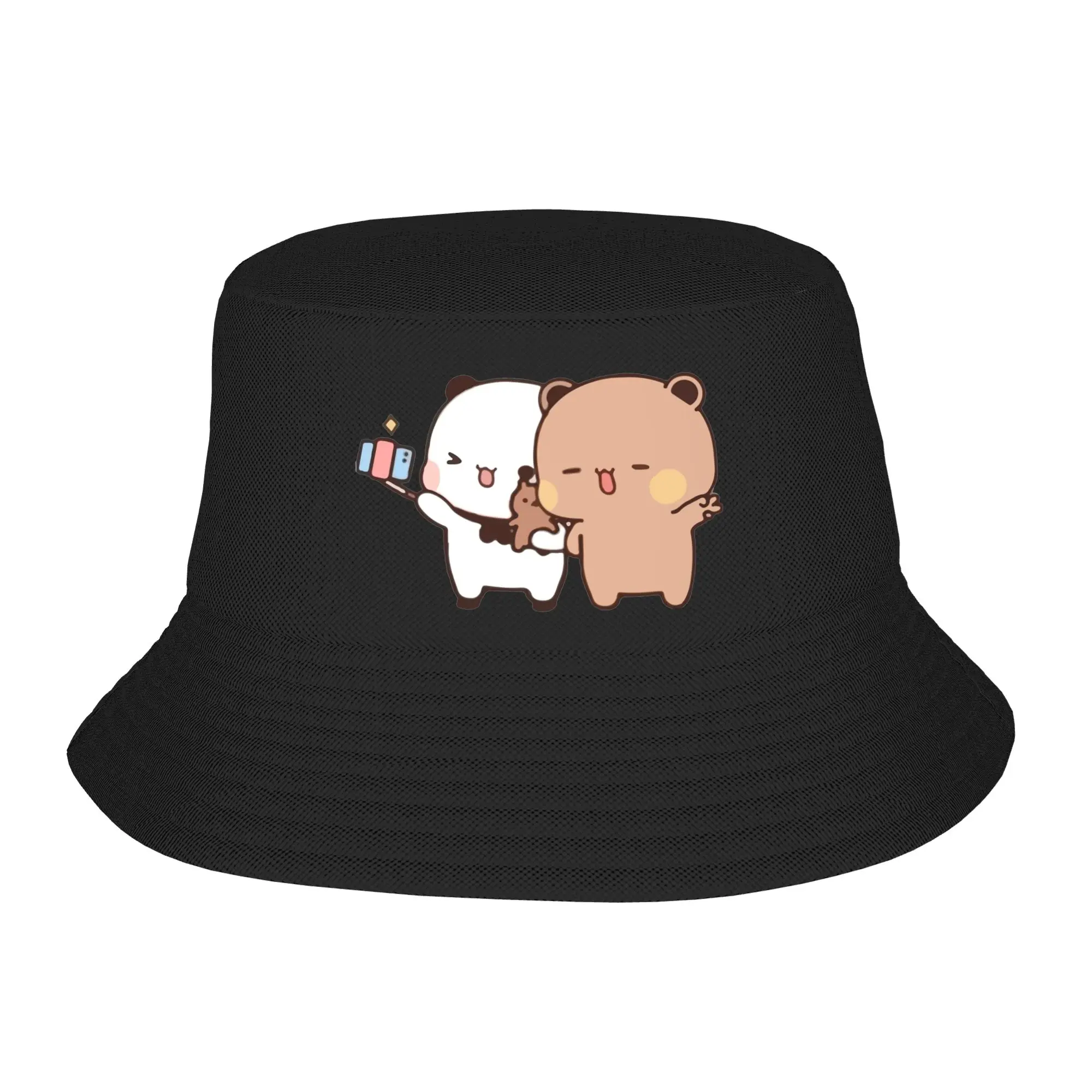 Teen Bucket Hat Bubu and Dudu Balloon  Spring Headwear Foldable Vacation Fishing Caps Bear and Panda Bob Gift Idea