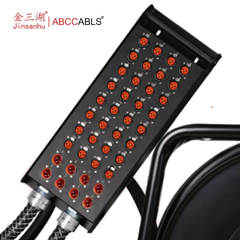 ABCCABLS 40CH 32XLR Female in 8XLR Male Out Stage Audio Snake Cable Reel, Dual Panel Multicore Microphone Snake for Live Show