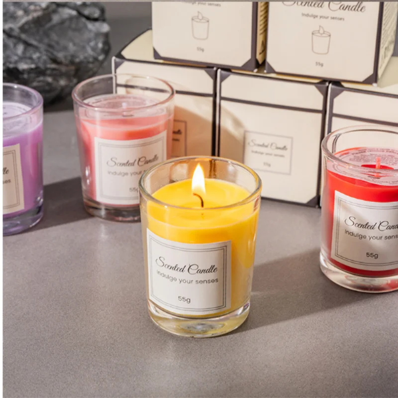 شموع عطرية معلبة، أكواب زجاجية راقية، شموع الصويا، شموع معطرة خالية من الدخان، هدايا