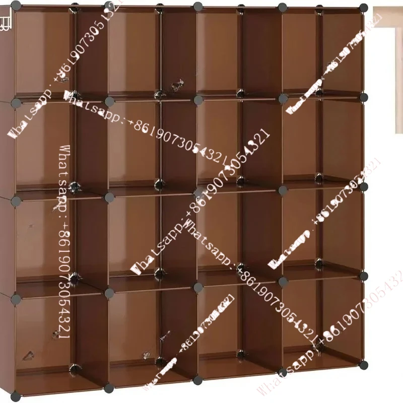 

New home plastic shelves, 16 compartments without doors, assembled bookcase, convenient storage shelves
