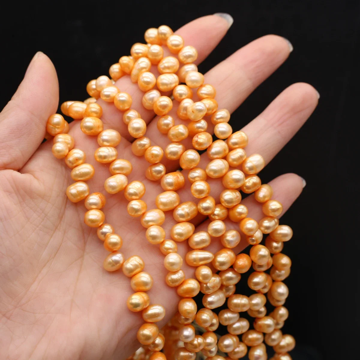 3*7 Hole Pearl Natural Freshwater Yellow Pearl Irregular Beads 6-8mm For Jewelry Making DIY Bracelet Earrings Necklace Accessory