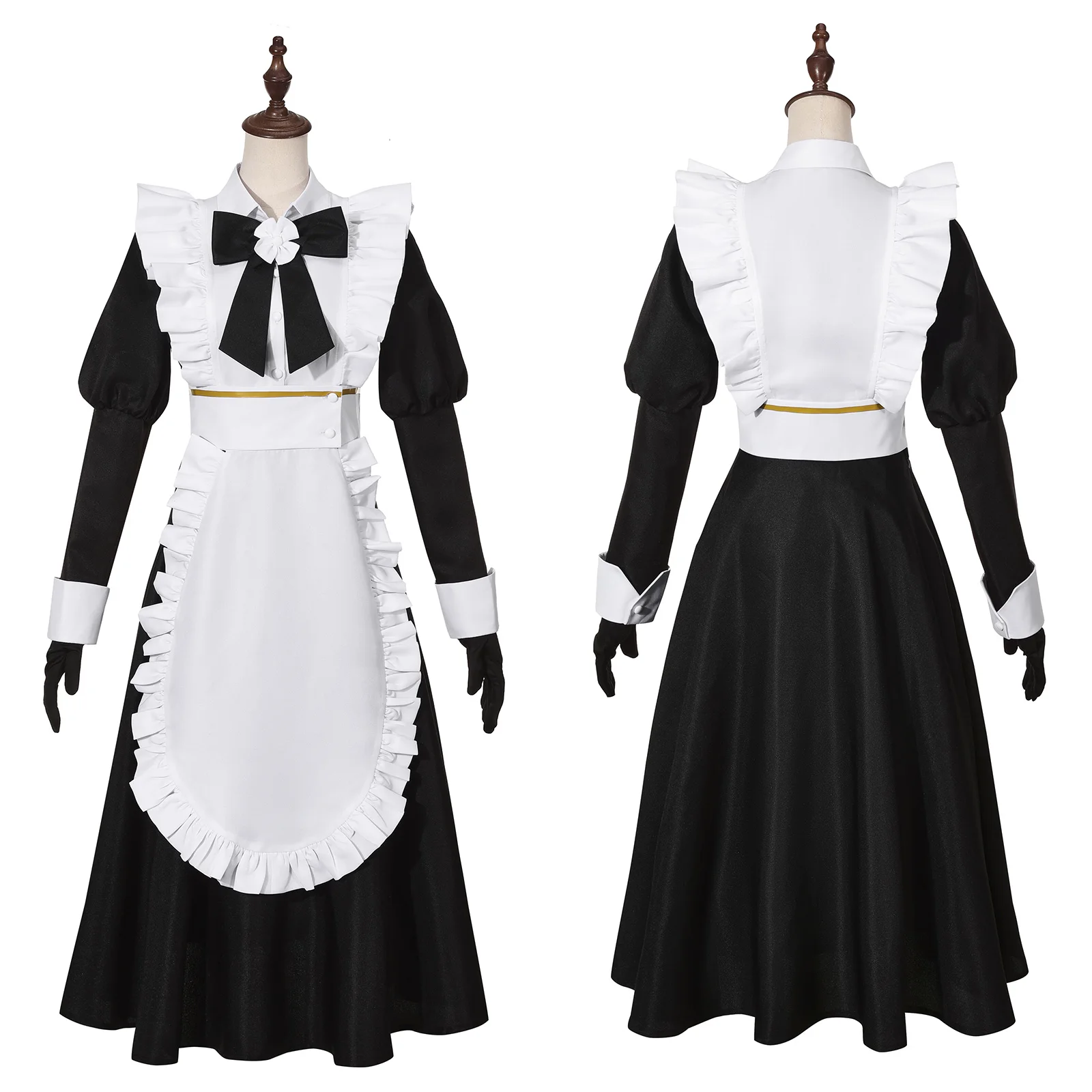 

Cafe Collaboration Maid Outfit Maid Hanaoka Yuzu Cosplay Costume Women Men Black White Long Dress Ruffle Apron for Halloween