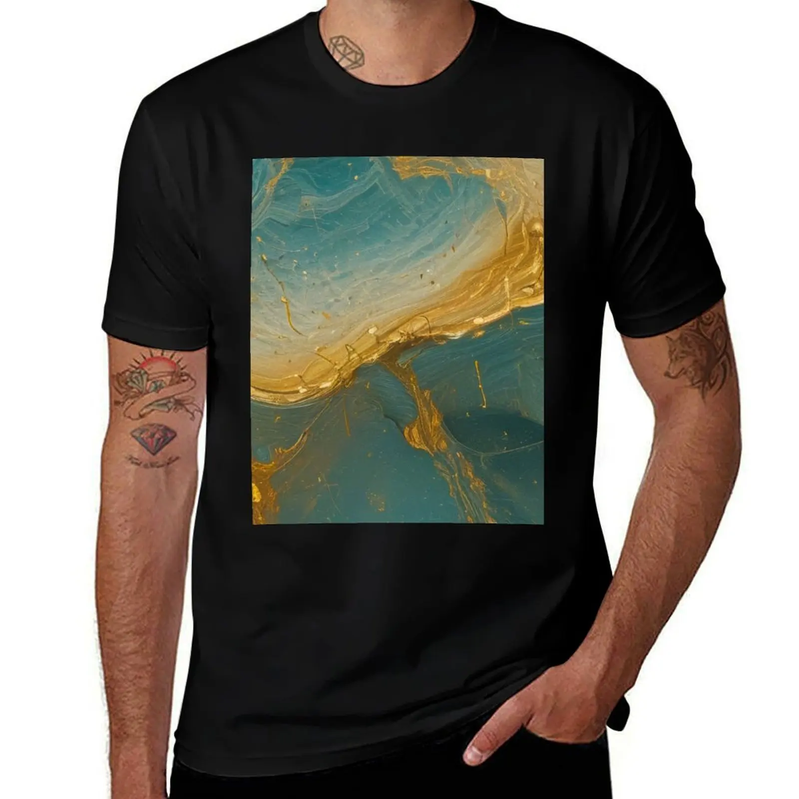 

Teal Marble 42 T-Shirt man clothes football t shirt new edition mens graphic t-shirts hip hop