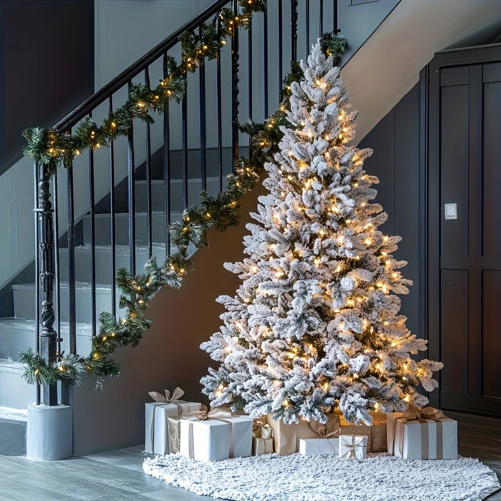 

6ft Artificial Christmas Tree with Foldable Metal Base - Easy Assembly, Realistic Cedar Branches & Greenery