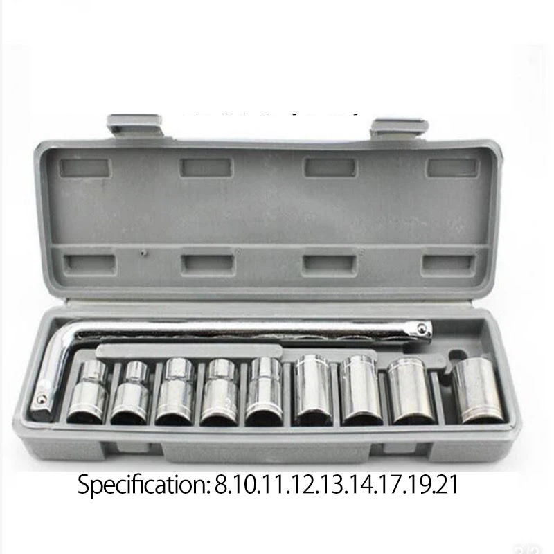 10 Piece hand tools wrench socket combination portable vehicle tool set