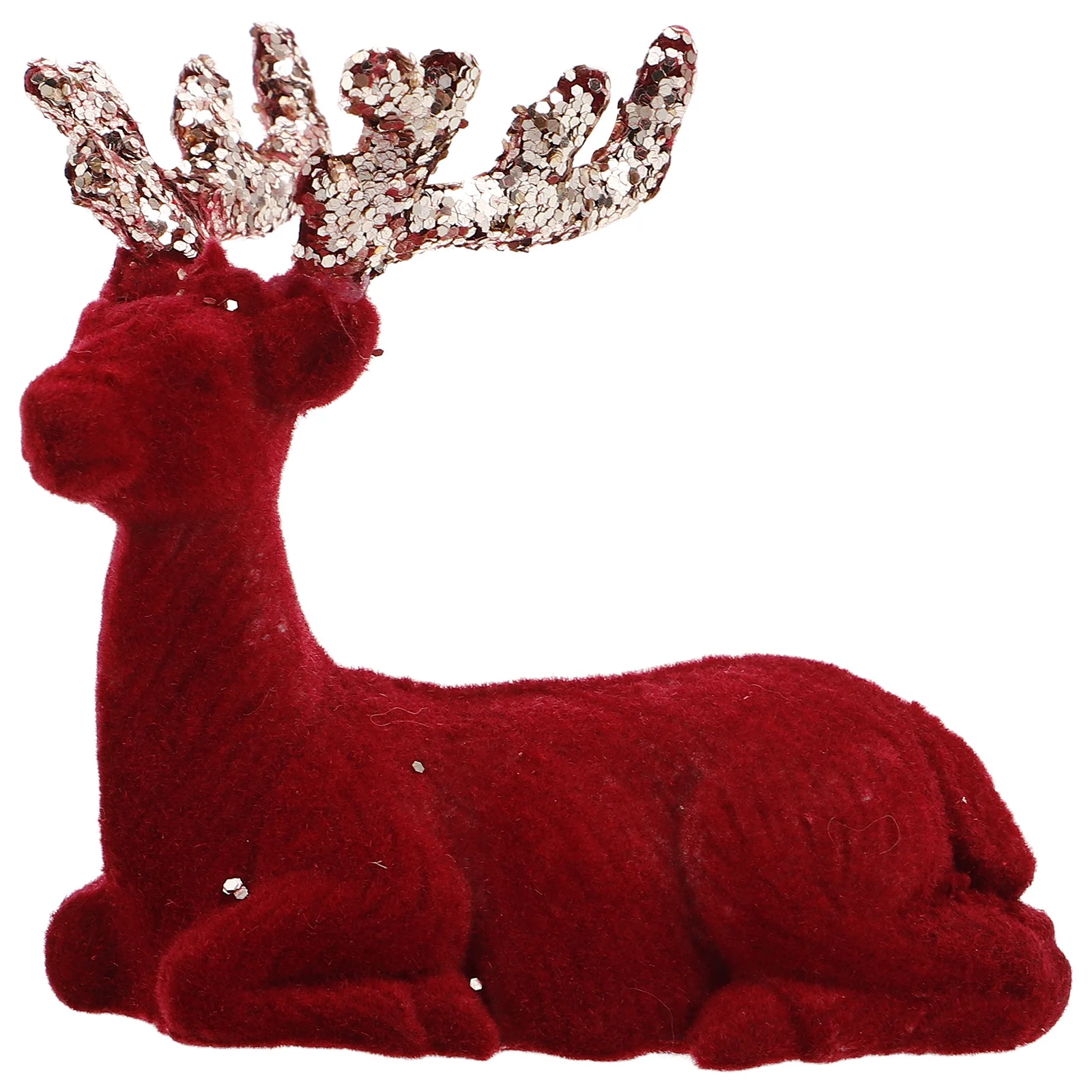 

Burgundy Lifelike Flocking Deer Ornament Xmas Tree Pendant Tabletop Reindeer Decoration Christmas Elk Decor Lifelike Deer