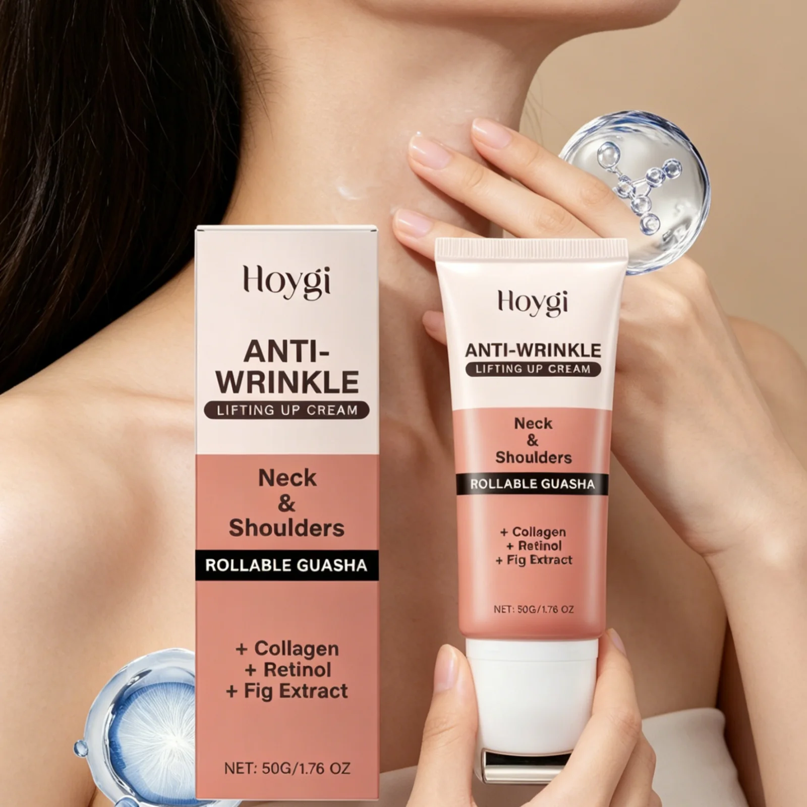Hoygi Anti Wrinkle Lifting up Neck Cream Long Lasting Moisturizing Reduce Fine Lines Sagging Skin Improvement Neck Firming Cream