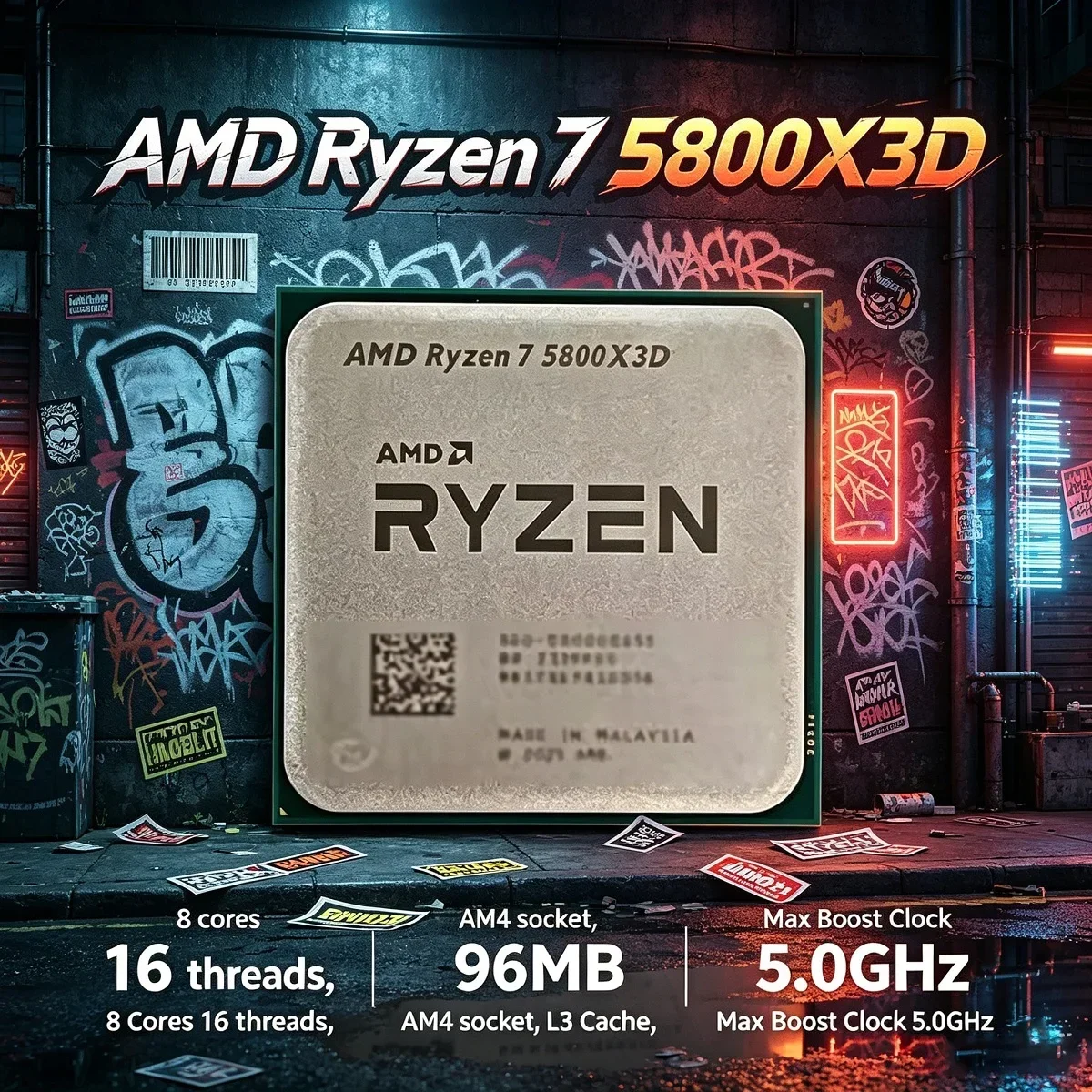 

AMD R7 5800X3D Ryzen 7 Gaming Processor 3.4 GHz New Ryzen 5000 Series 8-Core 16-Thread CPU Processor DDR4 96 MB 105W 7nm
