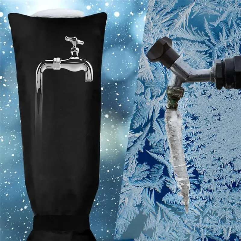 75STO-cubiertas para babero de manguera, calcetines con pechera para manguera de agua, cubiertas para grifos negros para exteriores para invierno, suministros de cobertura de tuberías resistentes e impermeables