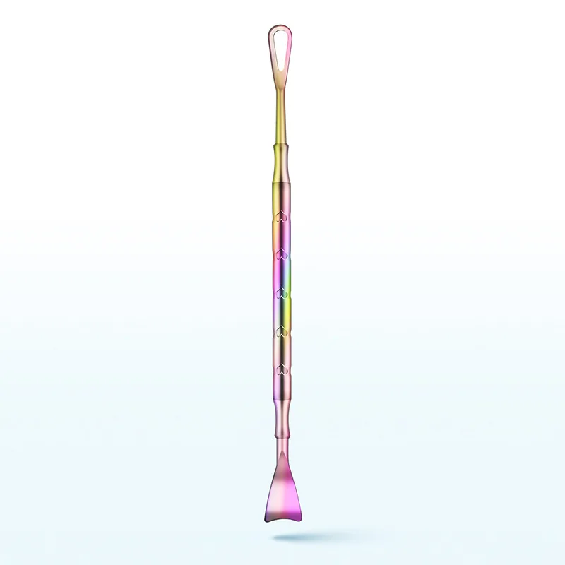 Herramienta de eliminación de espinillas de doble punta de acero inoxidable - Limpiador de vello de nariz hipoalergénico para pieles beige claras, aspecto metálico liso