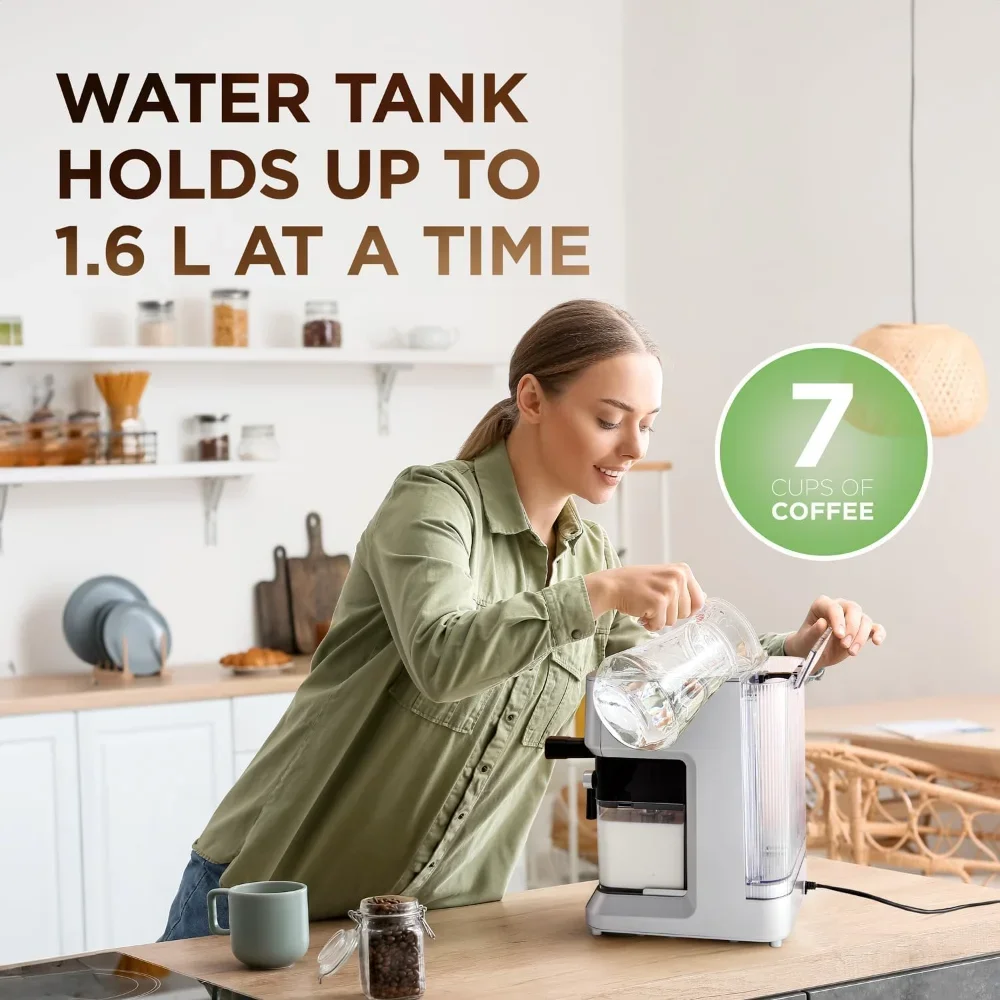 recommend.58mm | Coffee Machine for Home |Espresso & Cappuccino Maker w/Milk Frother | Single image 6
